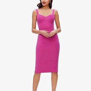 Hot pink midi dress, Nicole Sweetheart Neck Fitted Dress